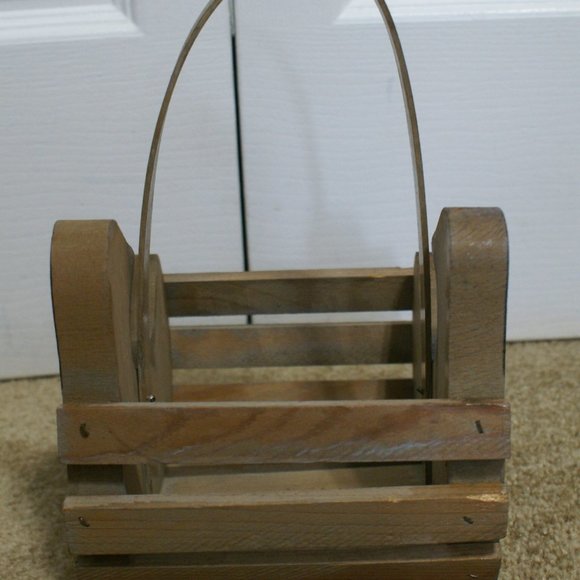 Vintage Sawmill Critters Hand Crafted Wooden Basket Canadian Goose Handle Wood - Picture 3 of 7